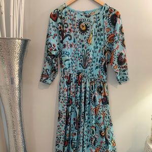 BRAND NEW Eva Franco Blue Sheer Tulip Dress